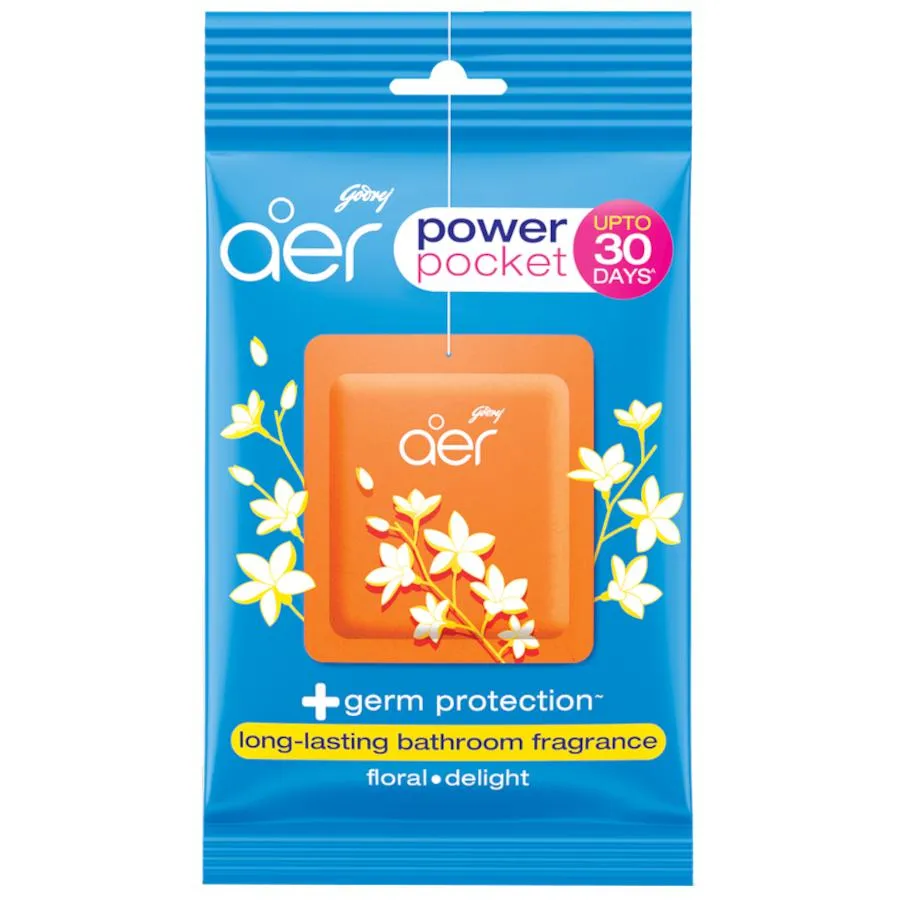 Godrej Aer Power Pocket - Long Lasting Bathroom Fragrance, Floral Delight