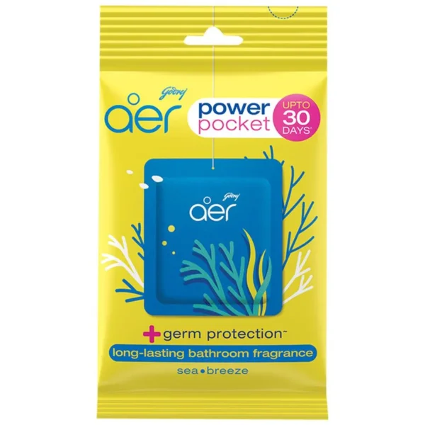 Godrej Aer Power Pocket - Long Lasting Bathroom Fragrance, Sea Breeze