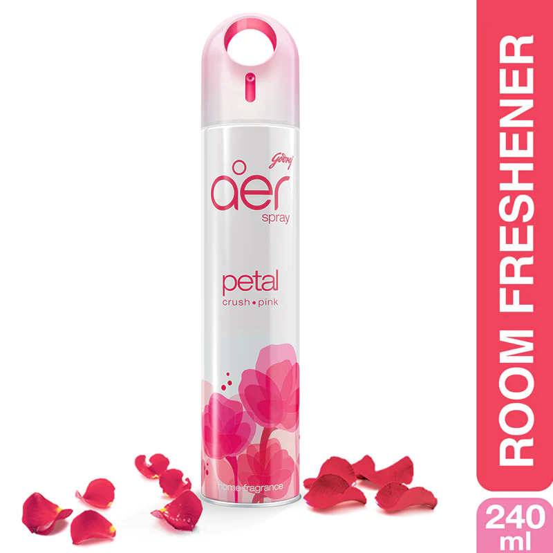 Godrej aer spray, home & office air freshener petal crush pink 240ml