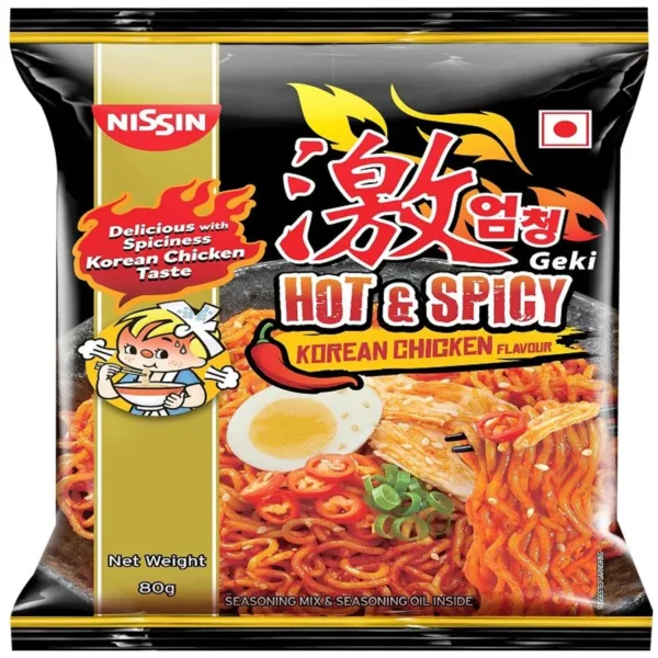 Nissin Hot & Spicy Korean Chicken Flavour Pouch, 80 gm
