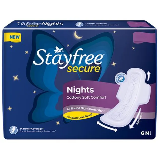 STAYFREE Secure Nights Sanitary Pad, 6 pcs