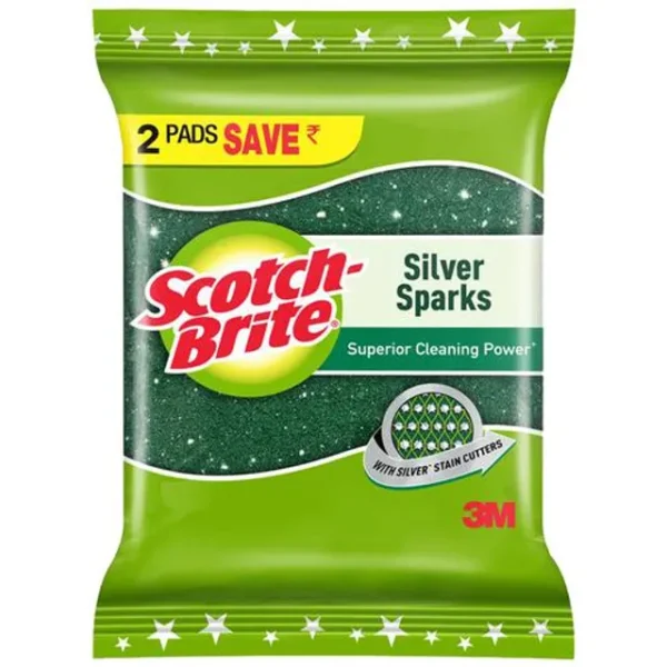 Scotch Brite Silver Sparks Scrub Pad, 2 pcs