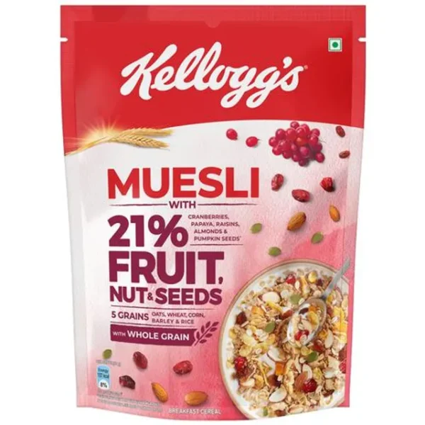 Kelloggs Muesli Breakfast Cereal - Fruit, Nut & Seeds, 500 gm Kelloggs Muesli Breakfast Cereal - Fruit, Nut & Seeds, 500 gm